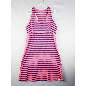 The North Face Racerback Dress Womens M Pink Blue Striped Sleeveless Spring Midi